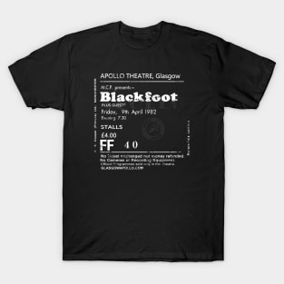 Blackfoot Friday April the 9th 1982 April Glasgow Apollo Tour Ticket Repro T-Shirt